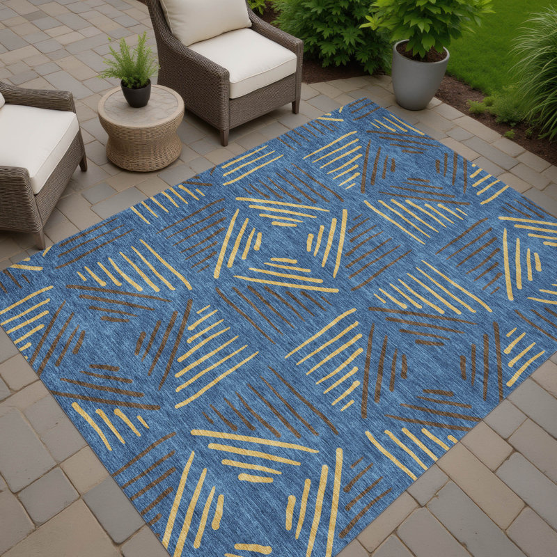 Machine Washable Indoor/Outdoor Kugler ACN2413 Geometric Rug, Rectangle 9' x 12'