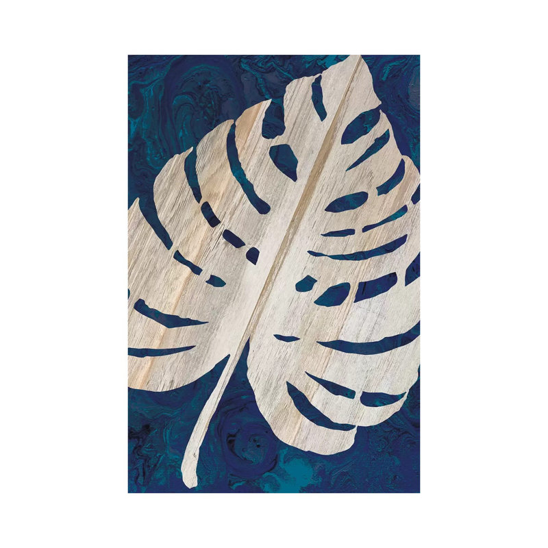 Monstera Navy by Cindy Jacobs - Wrapped Canvas Painting, 66.04 cm H x 45.72 cm W x 1.91 cm D