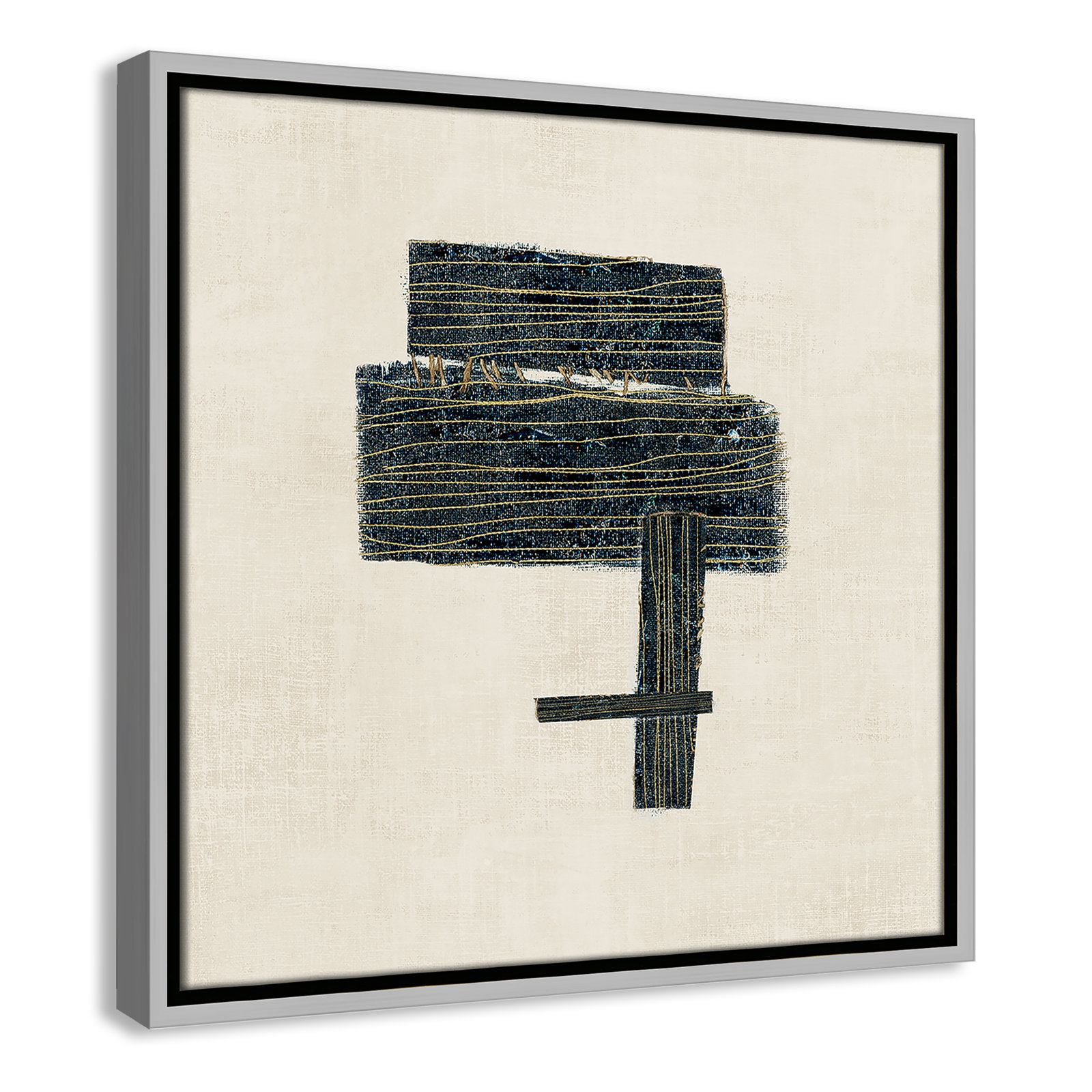 Stiched I Print by , Silver, 17.5" H x 17.5" W