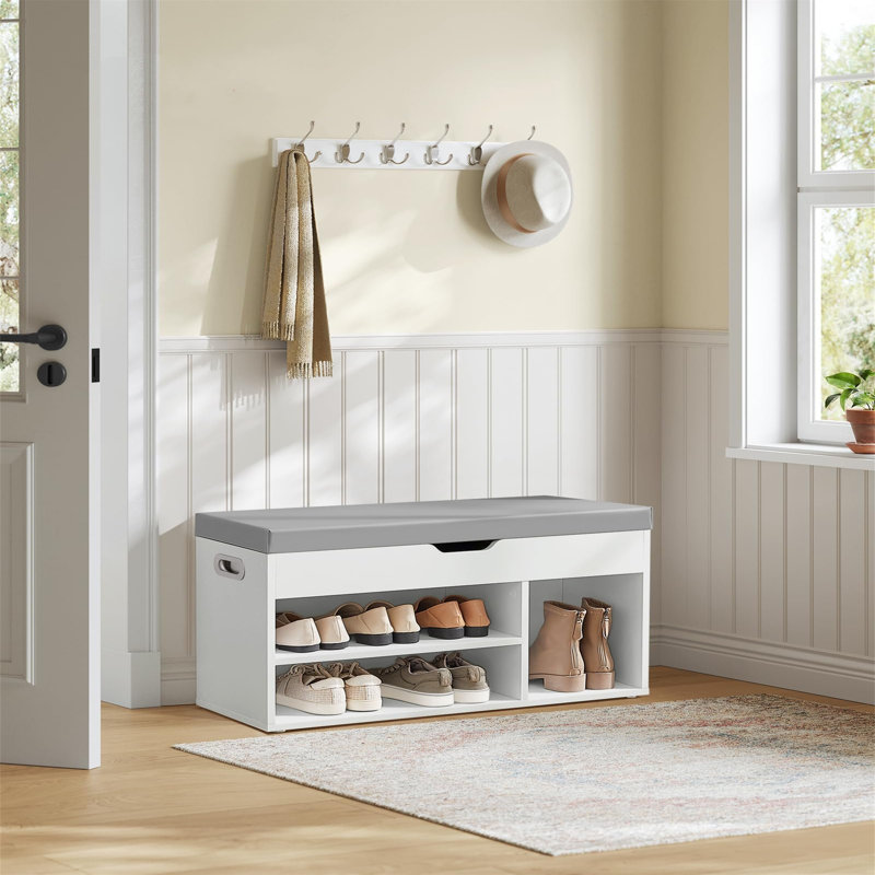 7 Pair Shoe Storage Bench, White