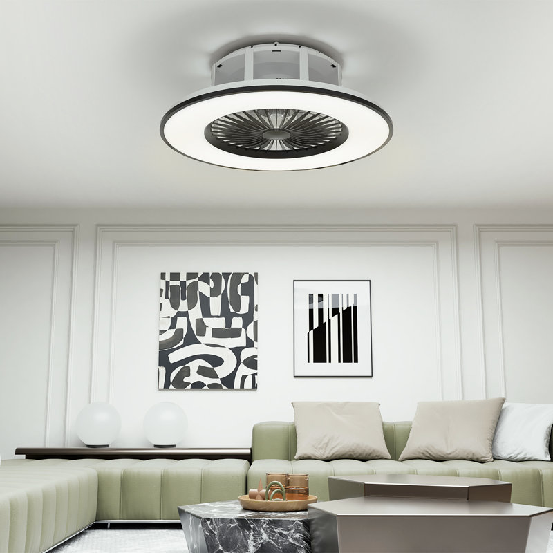 Ventilateur de plafond à profil bas de 22 po avec éclairage et télécommande, ventilateur de plafond encastré avec commande APP