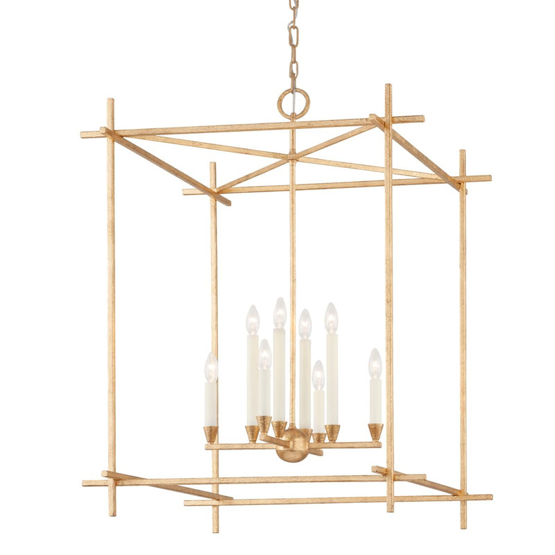 Huck 4 Light Large Lantern - Black Iron, 39" H x 29.75" W x 29.75" D, Vintage Gold Leaf