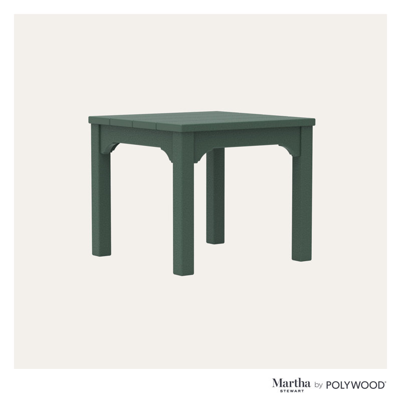 Chinoiserie Square Plastic Outdoor Side Table, Green