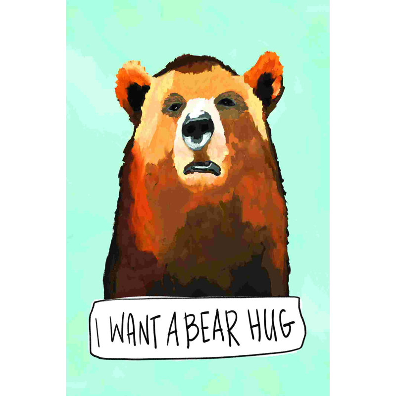 Ours câlin - peinture sur toile tendue, H 18 po x l 12 po