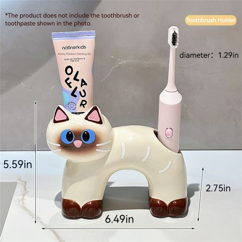 Ceramic Toothbrush Holder, Toothbrush and Toothpaste Storage Rack, white