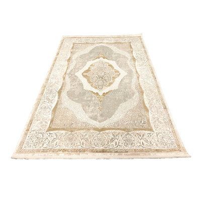 5x8 Gold and Gray Turkish Antep Rug