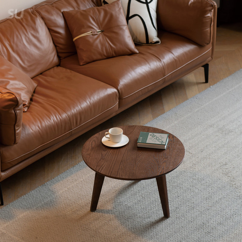 Élégante table basse en noyer facile à assembler, parfaite pour le bureau à domicile et le salon