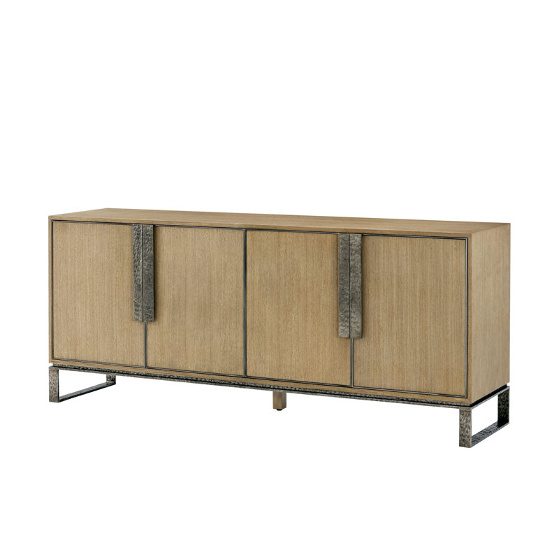 Blonde Oak and Metal 80'' Sideboard with Adjustable Shelf