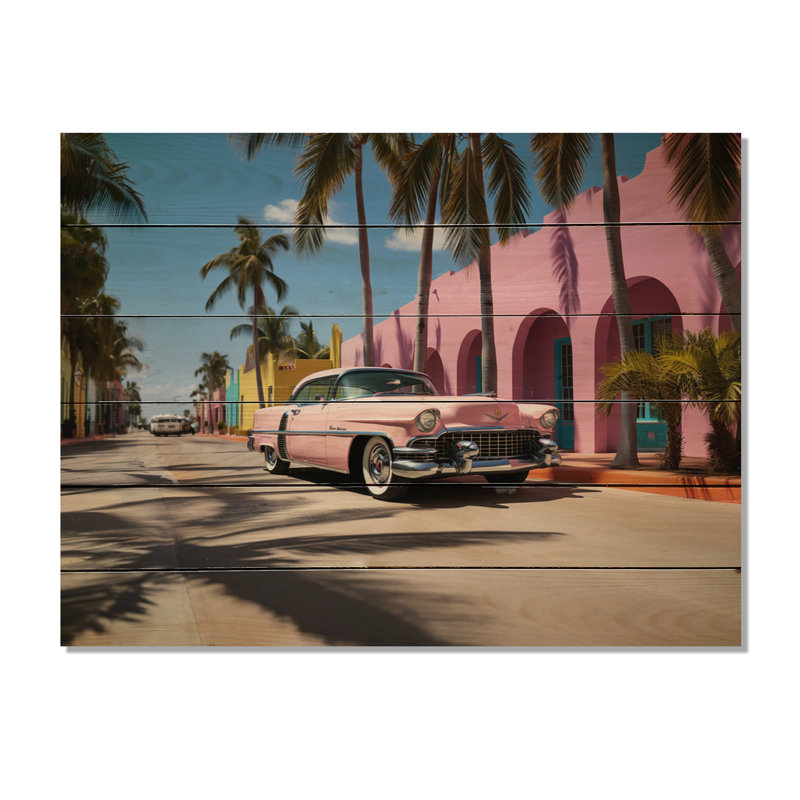 Miami Miami - Cadillac V sur bois, H 10 po x l 20 po x P 0,78 po