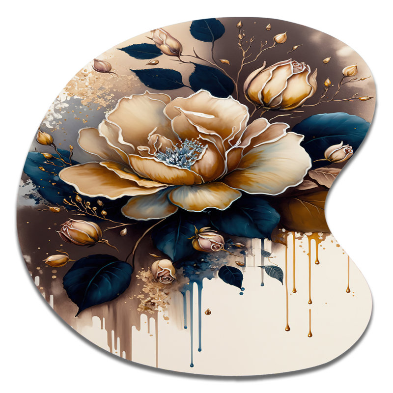 Décoration murale brune et bleue - Décoration murale irrégulière en métal rose, H 27 po x l 27 po