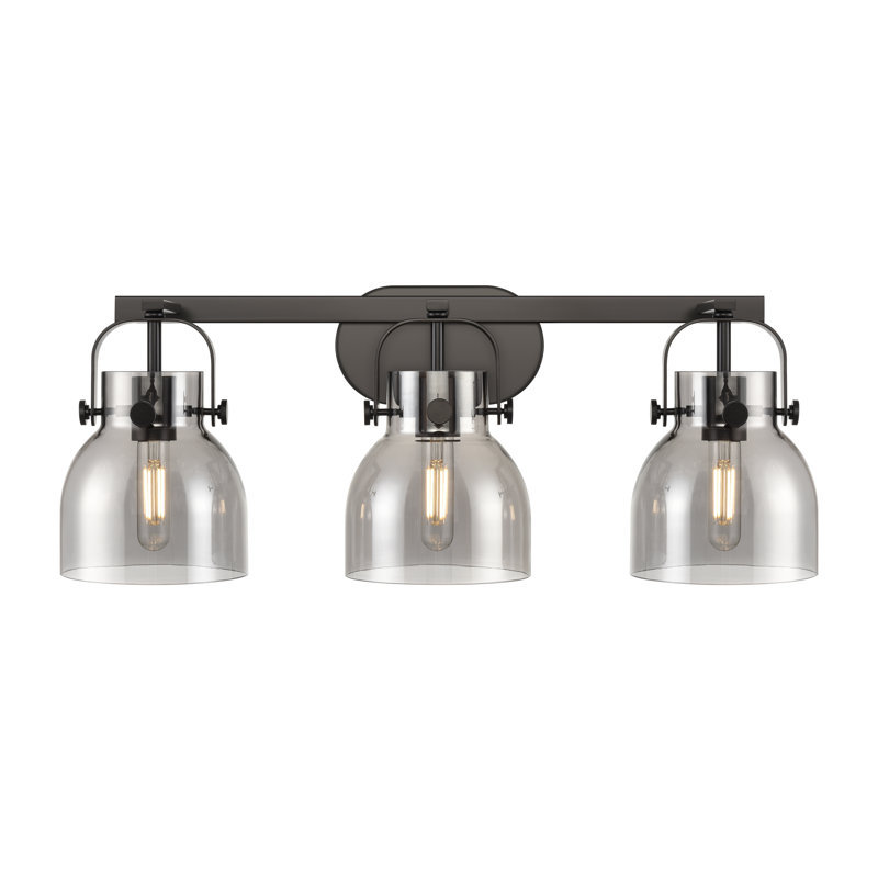 Slovan Dimmable Vanity Light, Smoke, Matte Black, 3 Lights