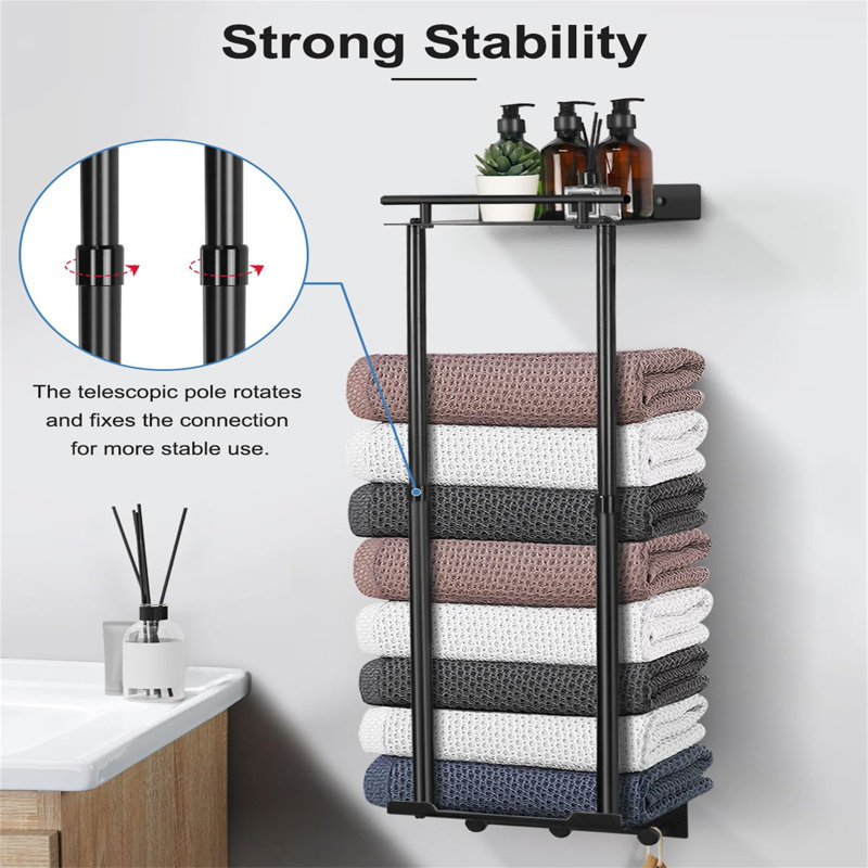 Beckemeyer Wall Towel Stand, Matte Black
