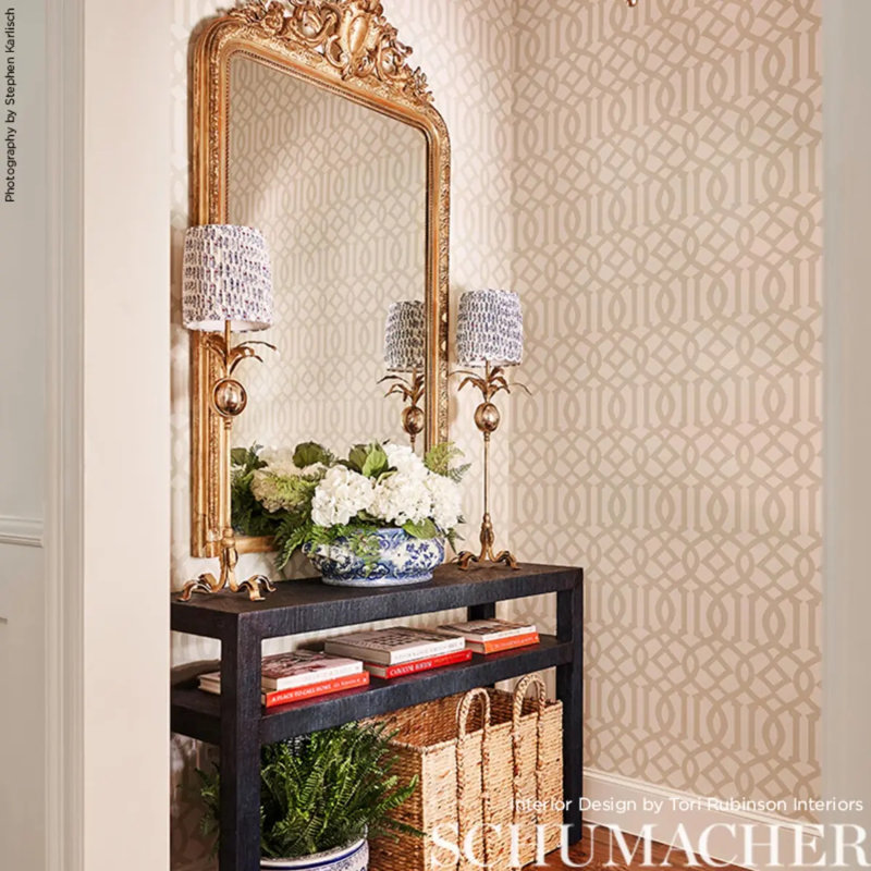Papier peint Imperial Trellis II, Sable / Ivoire