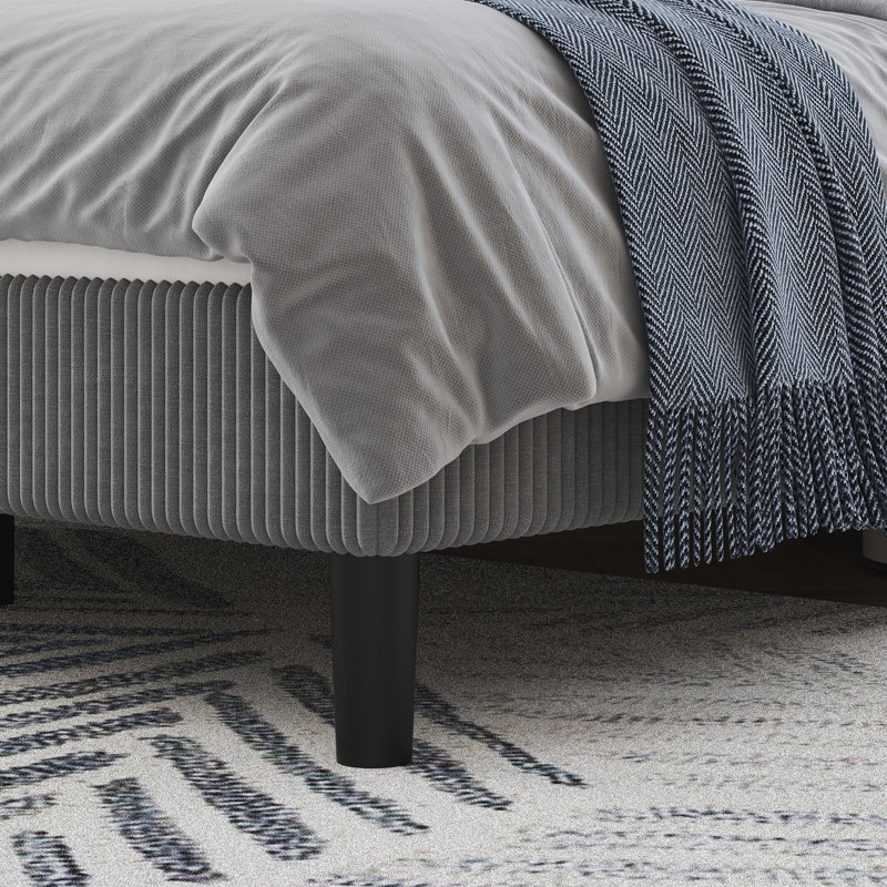 Lit plateforme tapissier Crofford, Gris, Grand lit