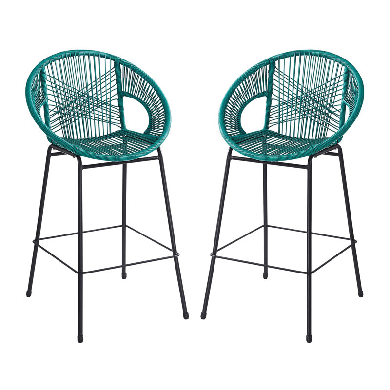 Ensemble de tabourets de bar en osier pour l'extérieur, Sarcelle