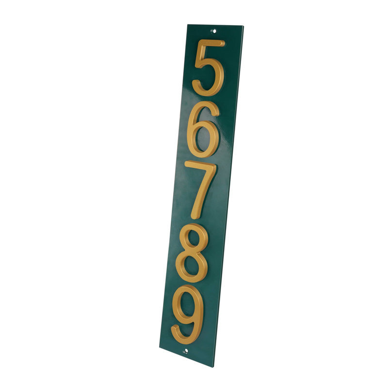 Plaque d'adresse verticale Amgo, Vert, Doré, Oui