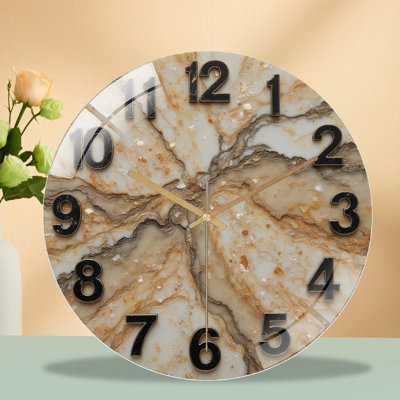 Horloge murale élégante moderne avec design en marbre - horloge murale moderne en verre 12 po