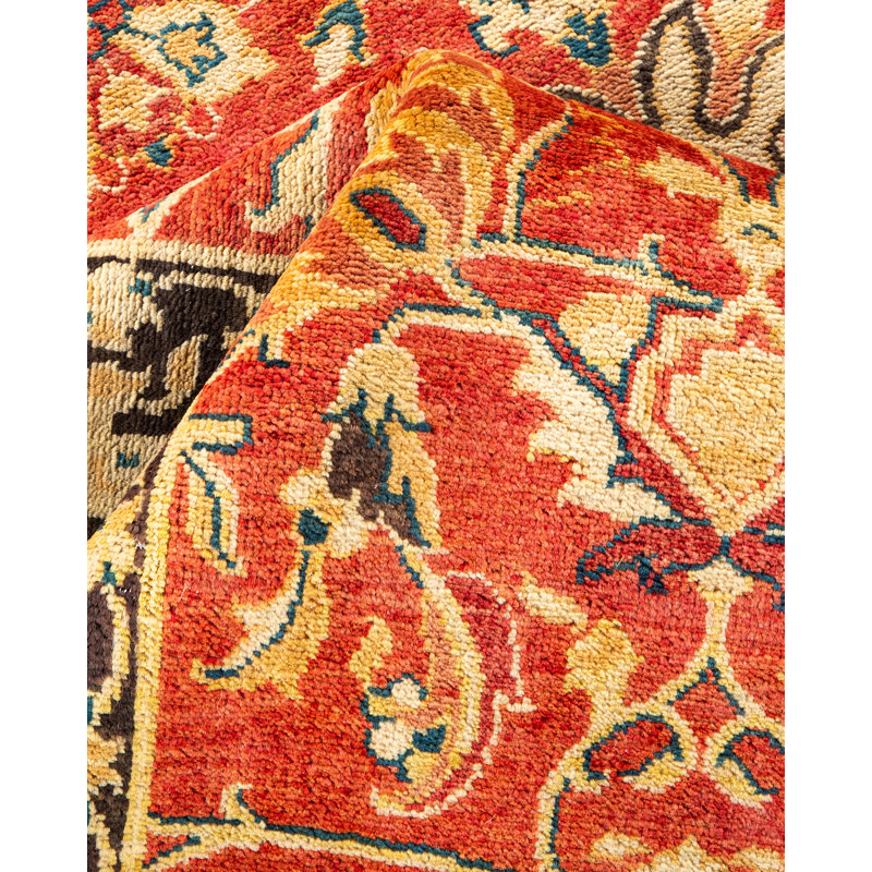 Tyshae One-of-a-Kind 7' 10" X 10' 2" 2010s Wool Area Rug in Orange