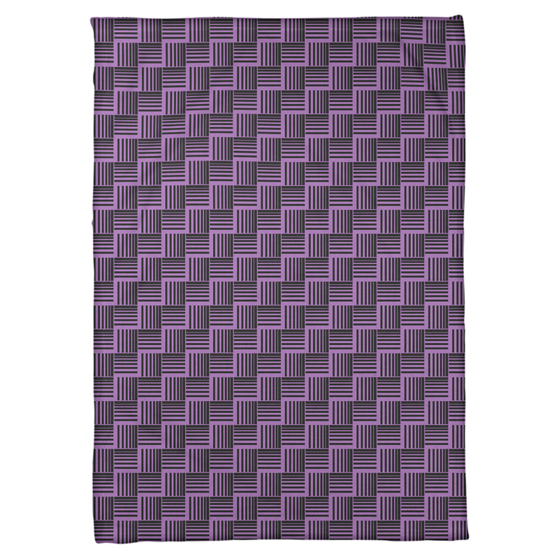 Couverture polaire à rayures classic basketweave, l 60 po x L 80 po, Violet / noir