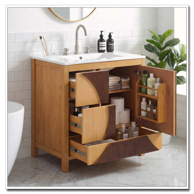 Meuble-lavabo de salle de bain cannelé 30 po avec lavabo