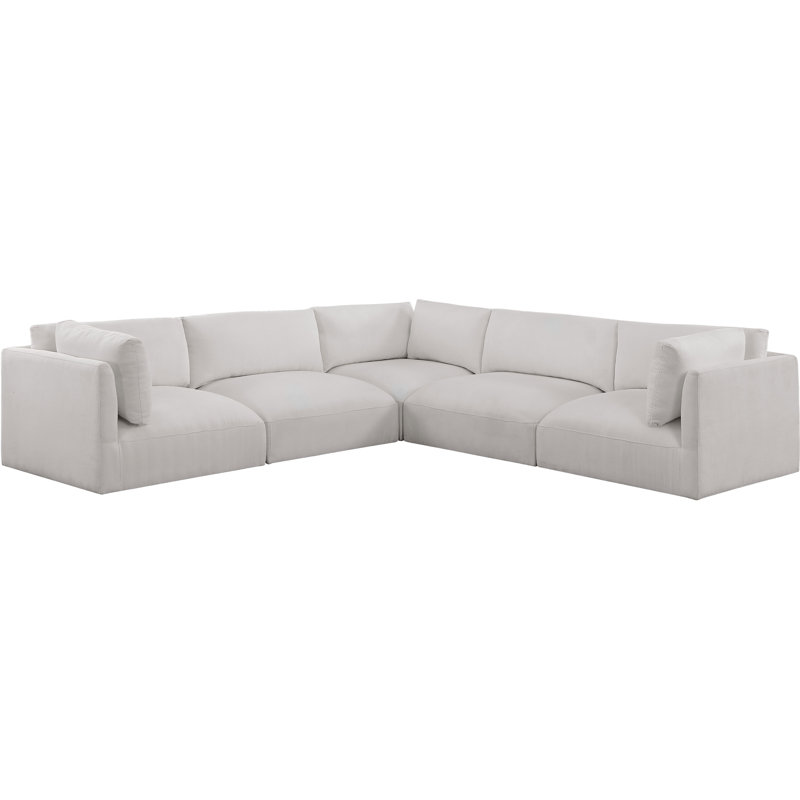 Canapé modulaire de coin réversible de 114 po de large Issak, Tissu crème en polyester