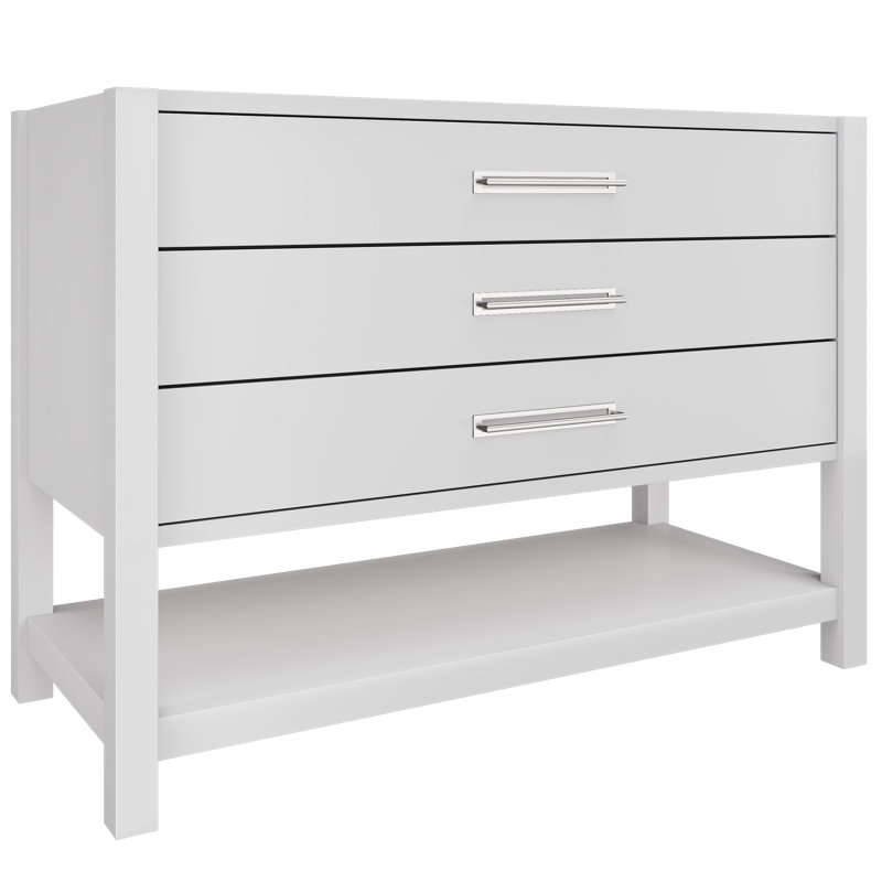 Kiawah Three-Drawer Single Bath Vanity, Strong White, 48", Polished Chrome