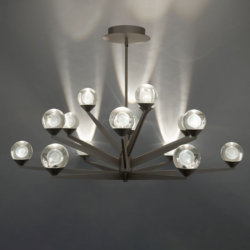Satin Nickel Crystal Sputnik Sphere LED Chandelier
