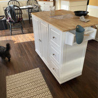 Aadrith 44'' Width Black Kitchen Island Lark Manor Base Finish: White