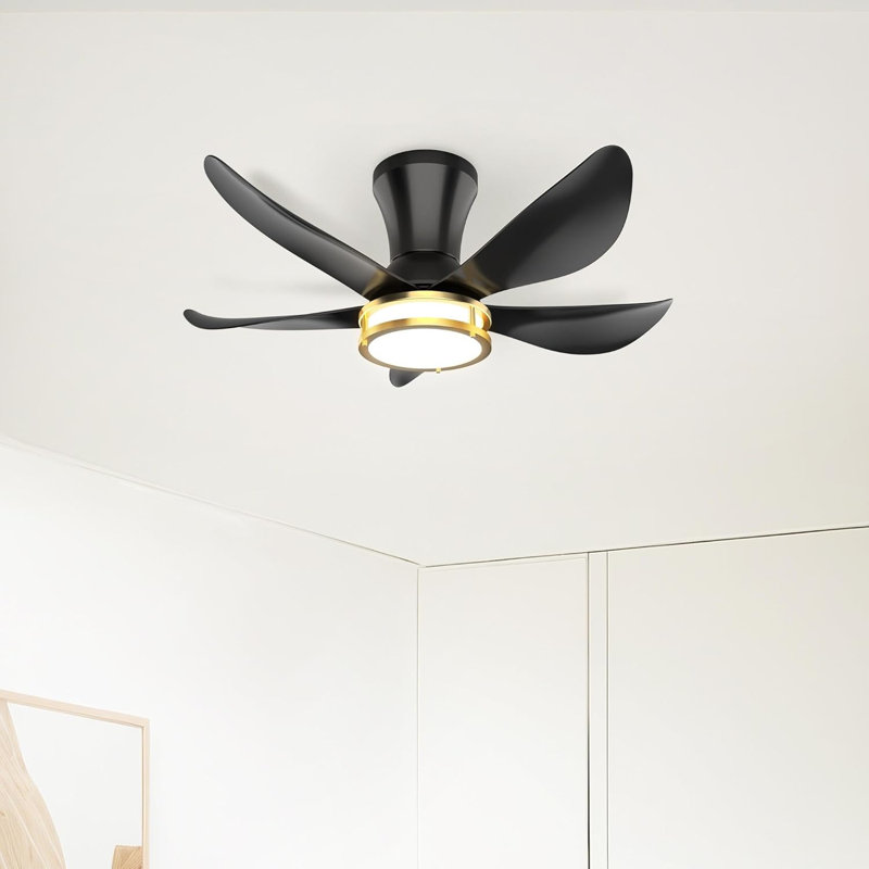 Ventilateur de plafond à 5 pales de 30 pouces avec lumière, ventilateur de plafond moderne avec télécommande, grand flux d'air, plafonnier, 6CCT, à intensité variable, silencieux, ventilateur de chambre