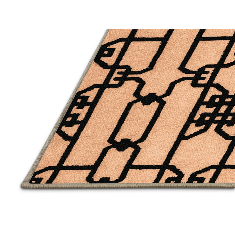 Machine Washable Trellis Brown Area Rug, Round 7'