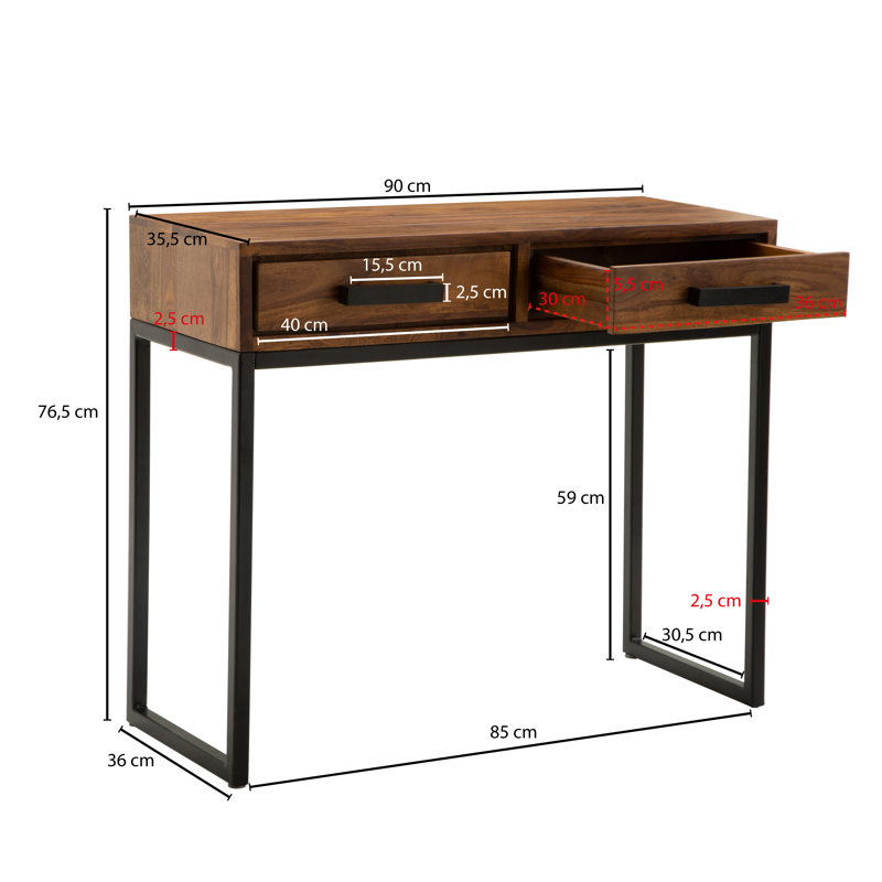 Paynesville 90cm Solid Wood Top Console Table