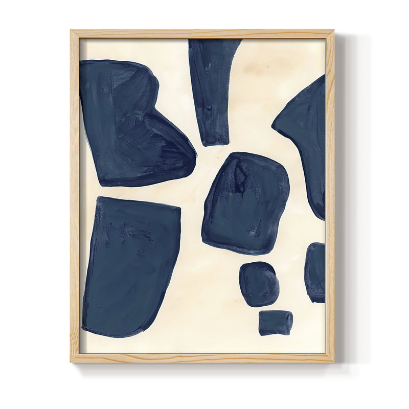 Blue Pieces I Framed Print - Solid Wood, 11" H x 9" W