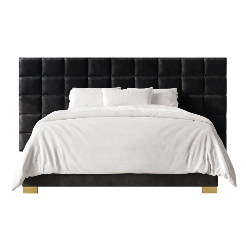 Lit tapissier standard Caryll, Noir, Grand