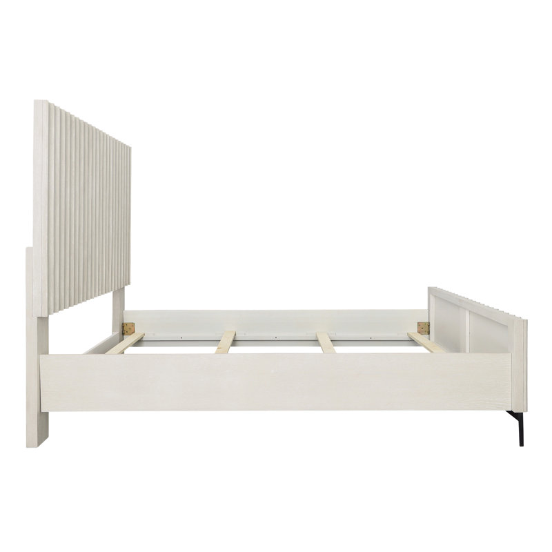 Silvia Rubber Wood Bed, Light Grey, Queen, King, Light Gray Wash