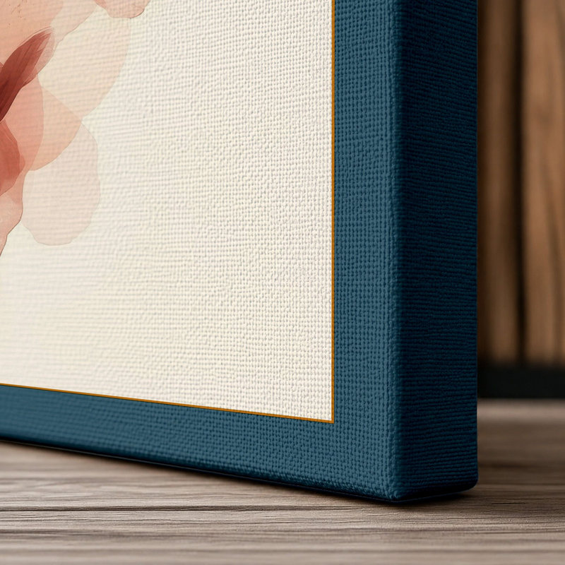 Floating Petals Botanical - Wrapped Canvas, 24x16 - 61.0 x 40.6 cm, Teal Border