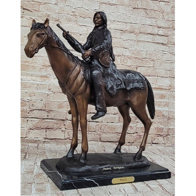 Frederic Remington Peace Native American Indian On Horseback Bronze Sculpture Western