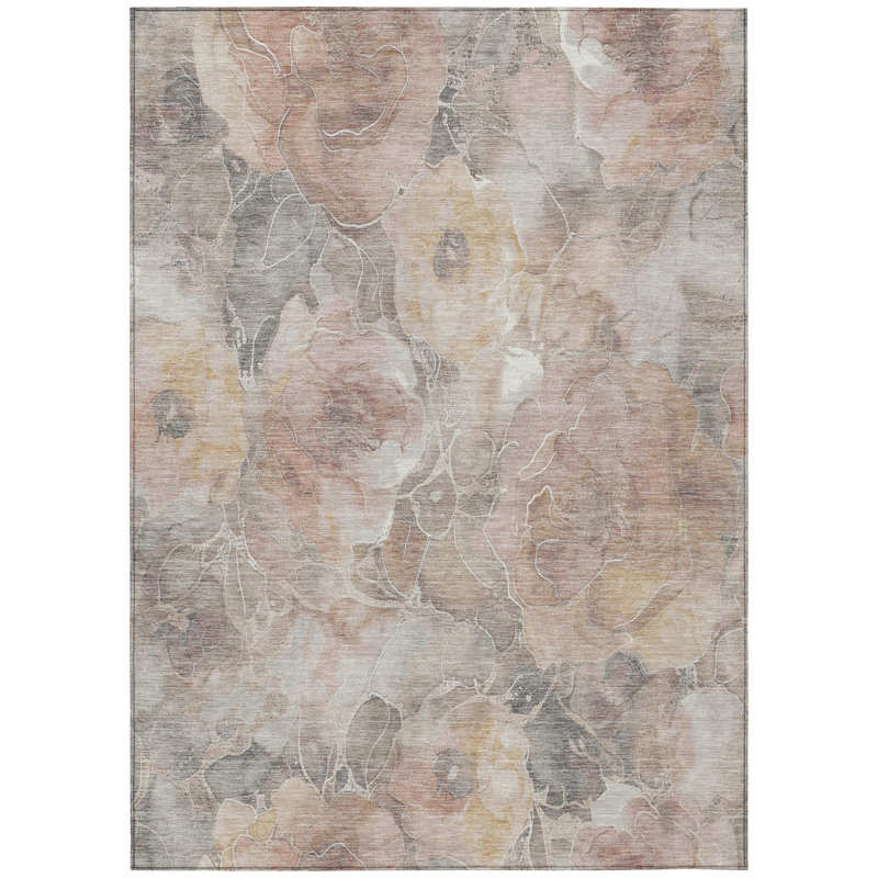 Tapis taupe Xhevrie intérieur / extérieur lavable à la machine, Rectangle 10 pi x 14 pi