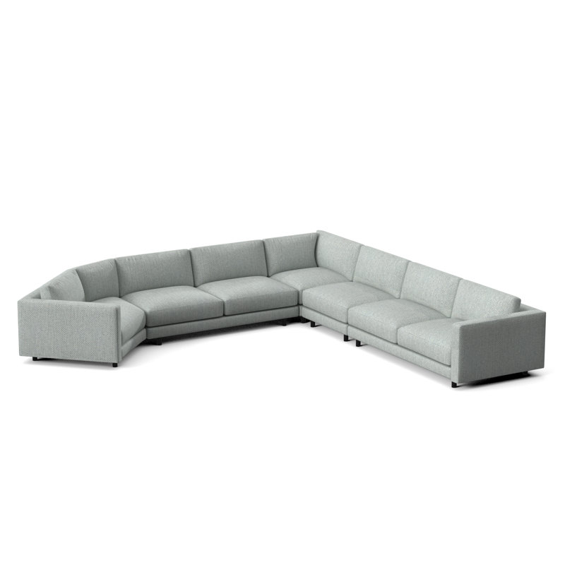 Avanni Patio Sectional with Sunbrella Cushions, Light Grey Linen 6032-010, Matte Black