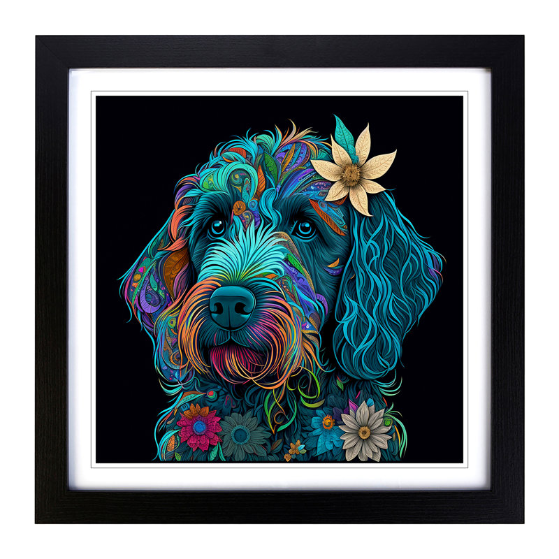 Labradoodle Paisley - Single Picture Frame Print, Black