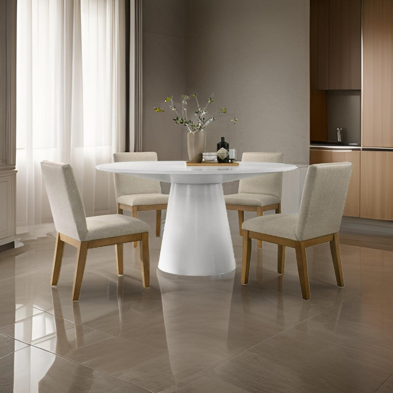 Ensemble repas pour 4 personnes Lueva, Blanc, 5, Naturel / naturel