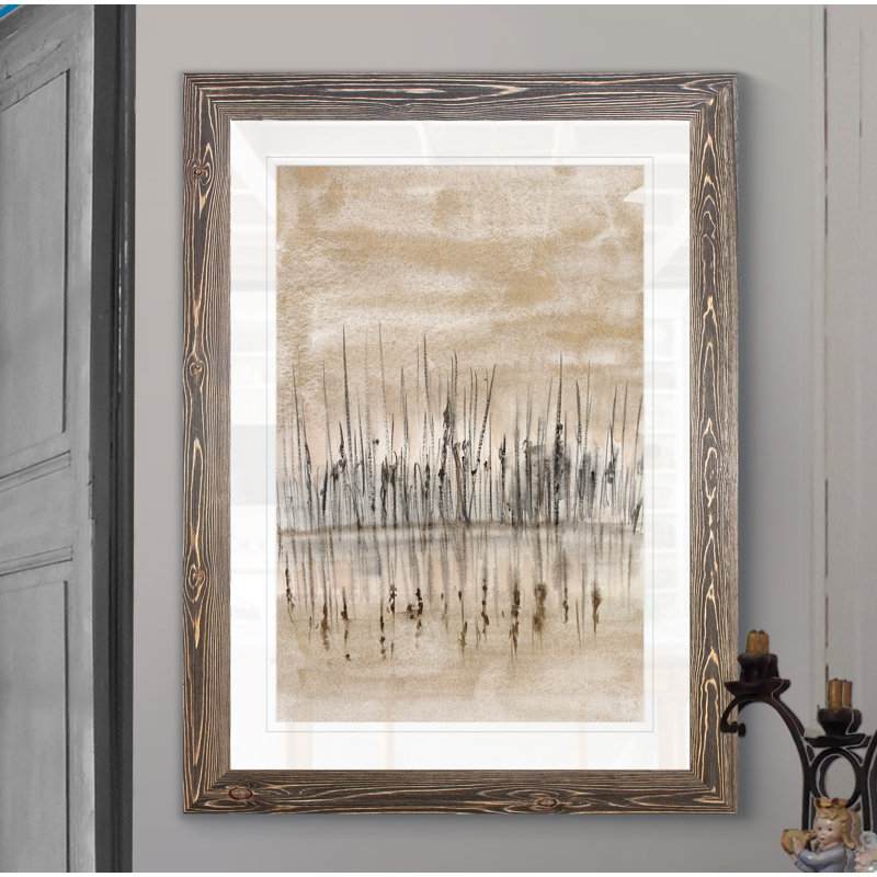 « marshline reflection ii »-image, reproduction d’art, Papier avec encadré espresso, H 44 po x l 32 po x P 1,25 po, Blanc