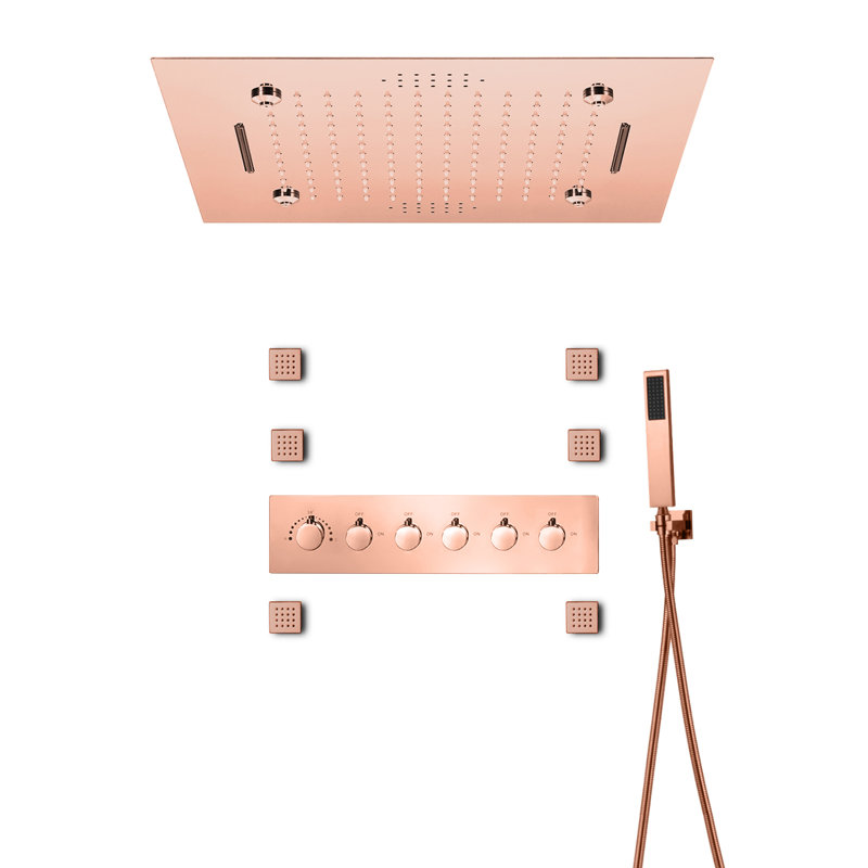 Thermostatic All-In-One Kit with Rough in-Valve, Rose Gold