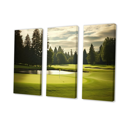 Golf Fairway Serenity sur toile, reproduction de 3 pièces