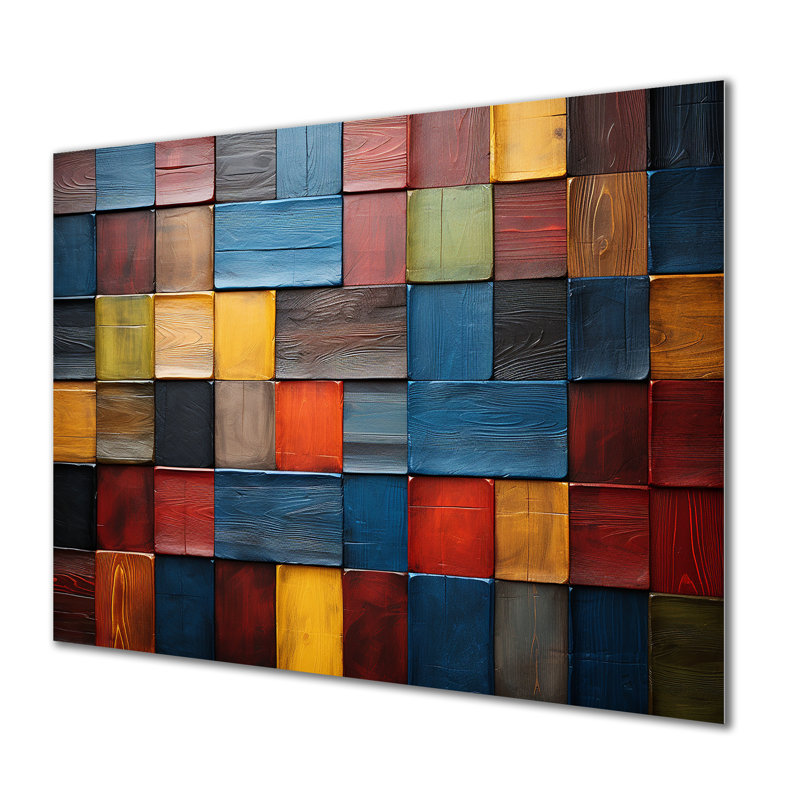Carreaux colorés de couleurs terreuses V - Boho mosaïque murale en métal, art décoratif MT136380, 34" H x 44" W x 1.5" D
