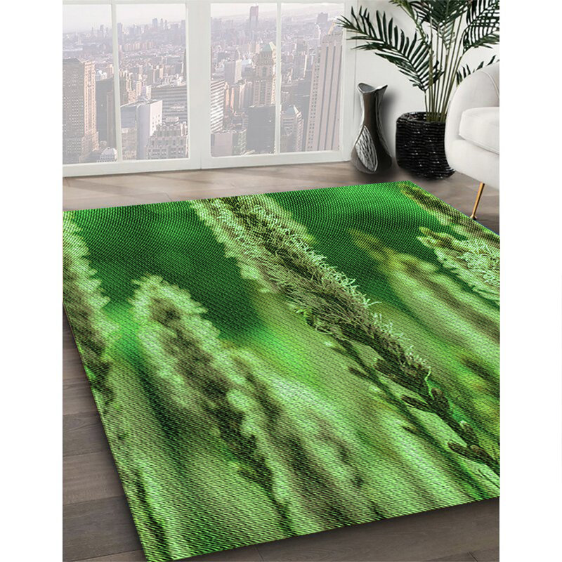 Tapis 100% à motifs lavables à la machine 2989 Pat2100-GRN, Carré 5 pi