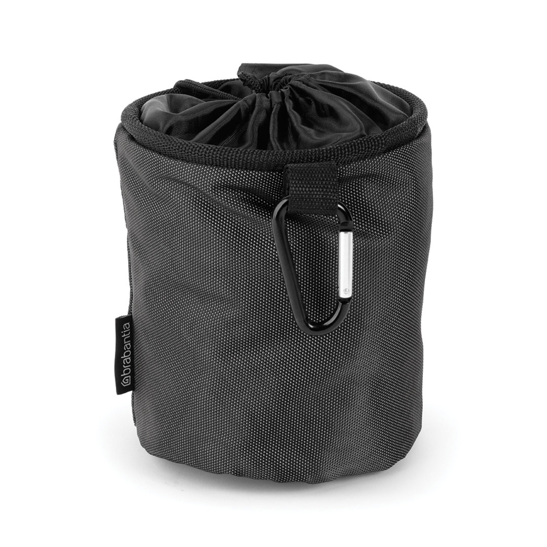 Brabantia Wäscheklammerbeutel Premium Black, Wäscheklammersack mit Karabiner, Stoff, Schwarz, 105760