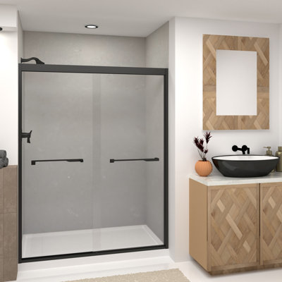 Porte de douche sans cadre Transoli Frederick en verre trempé transparent l 60 po x H 76 po.