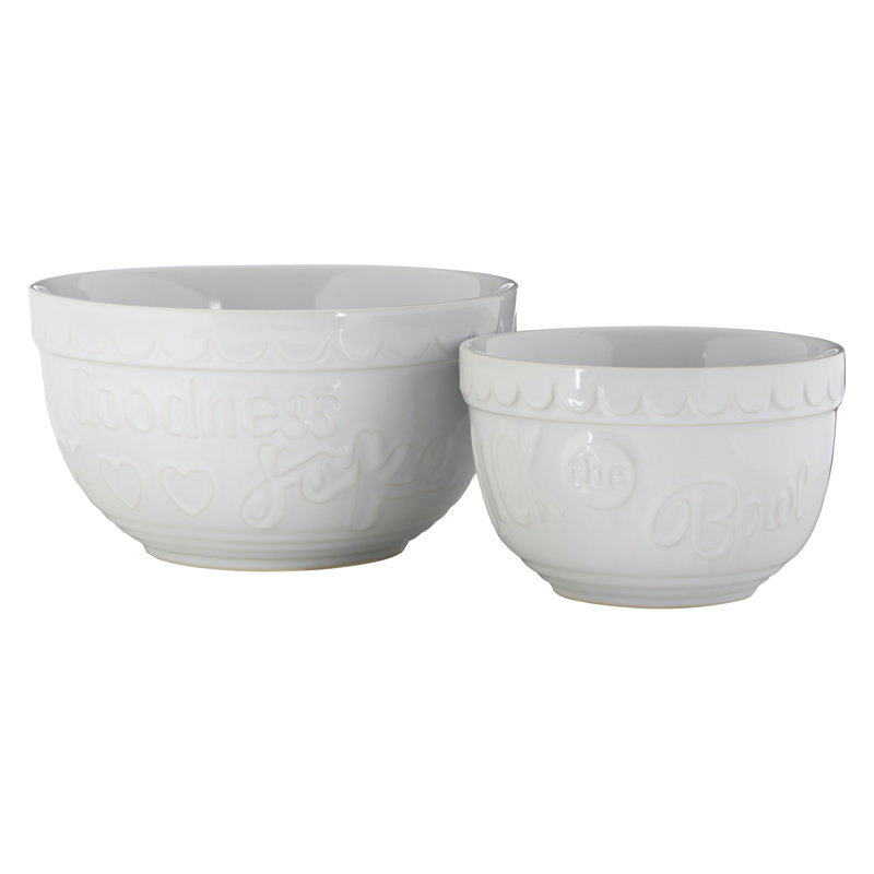 Gigi 2 Piece Stoneware Mixing Bowl Set, White