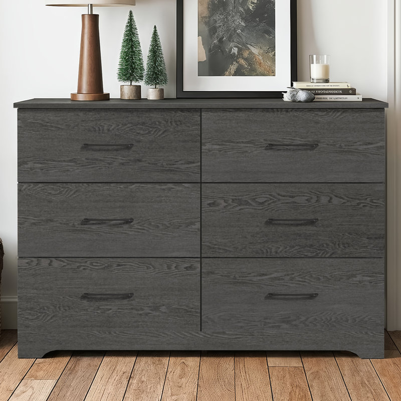 Commode 6 tiroirs Arkia, Gris foncé