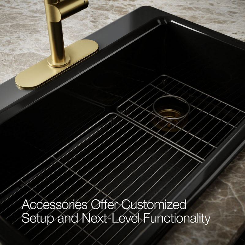Riverby 33" Top-Mount Single-Bowl Kitchen Sink, 3 hole, Black